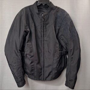 EUC! Street and Steel Armored Motorcycle Jacket. Black Embroidered Jacket size L